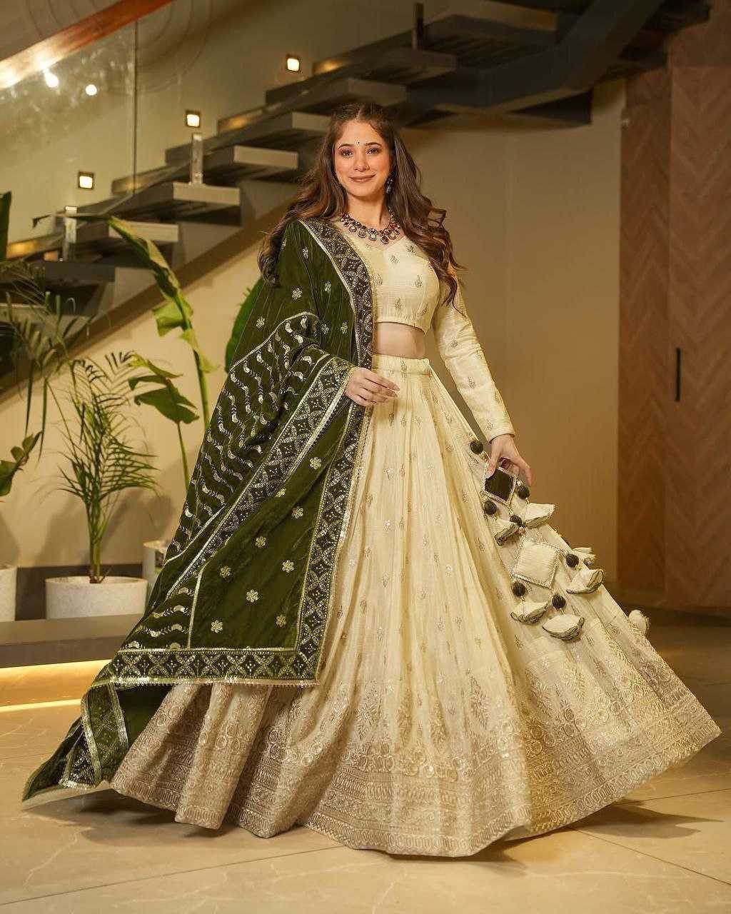 Chinon Silk Designer Traditional Embroidered Lehenga - MYLUXURY LANE ENTERPRISE